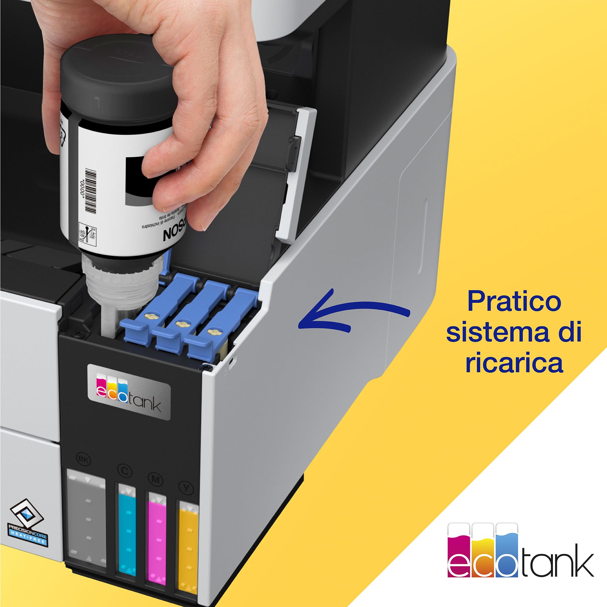 Epson EcoTank ET-5150 Stampante con Serbatoi D’inchiostro | Piccolo Ufficio e Azienda | Wi-Fi Ed Ethernet | A4 | Stampa, Copia, Scansione | Stampa Fronte/Retro | Touch-screen 6.1 cm | ADF Da 35 Fogli