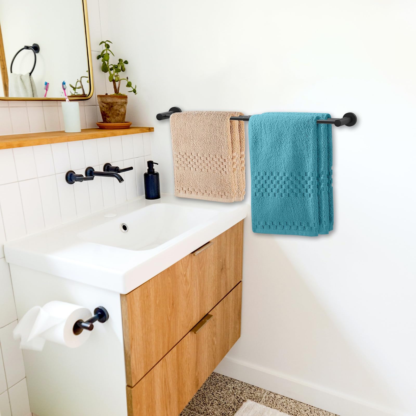 HONPHIER® Handdoekhouder chroom handdoekstangen roestvrij staal dubbele stang handdoekstang bad 60 cm, handdoekhouder voor badkamer keuken toilet