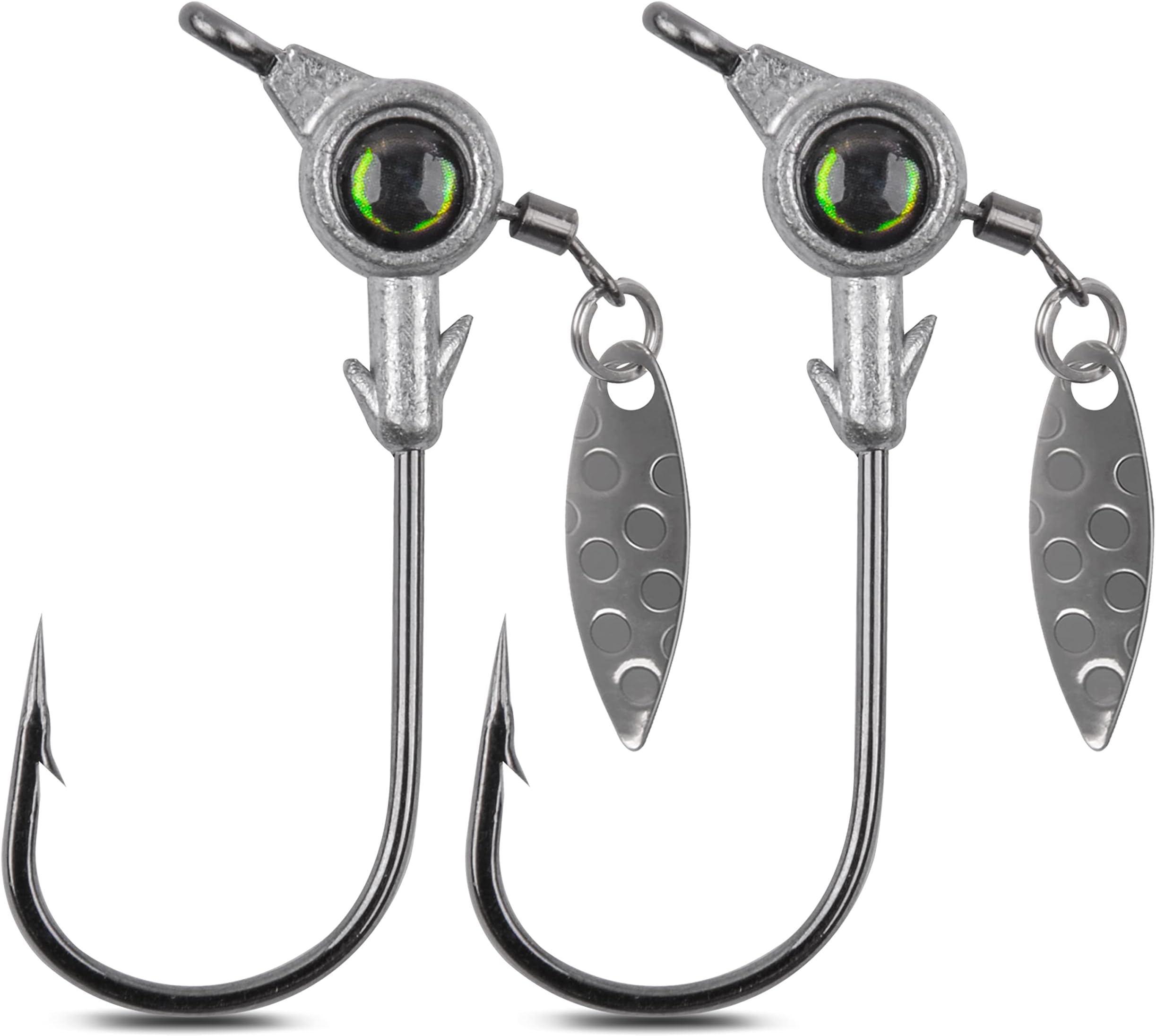 Crappie Jig Heads Kit, 20Pcs Fishing Jig Head Hook Fishing Lure Jig Head with Eye Ball Jig Hook Lure with Spinner Blade Fishing Tackle for Saltwater Freshwater Fishing