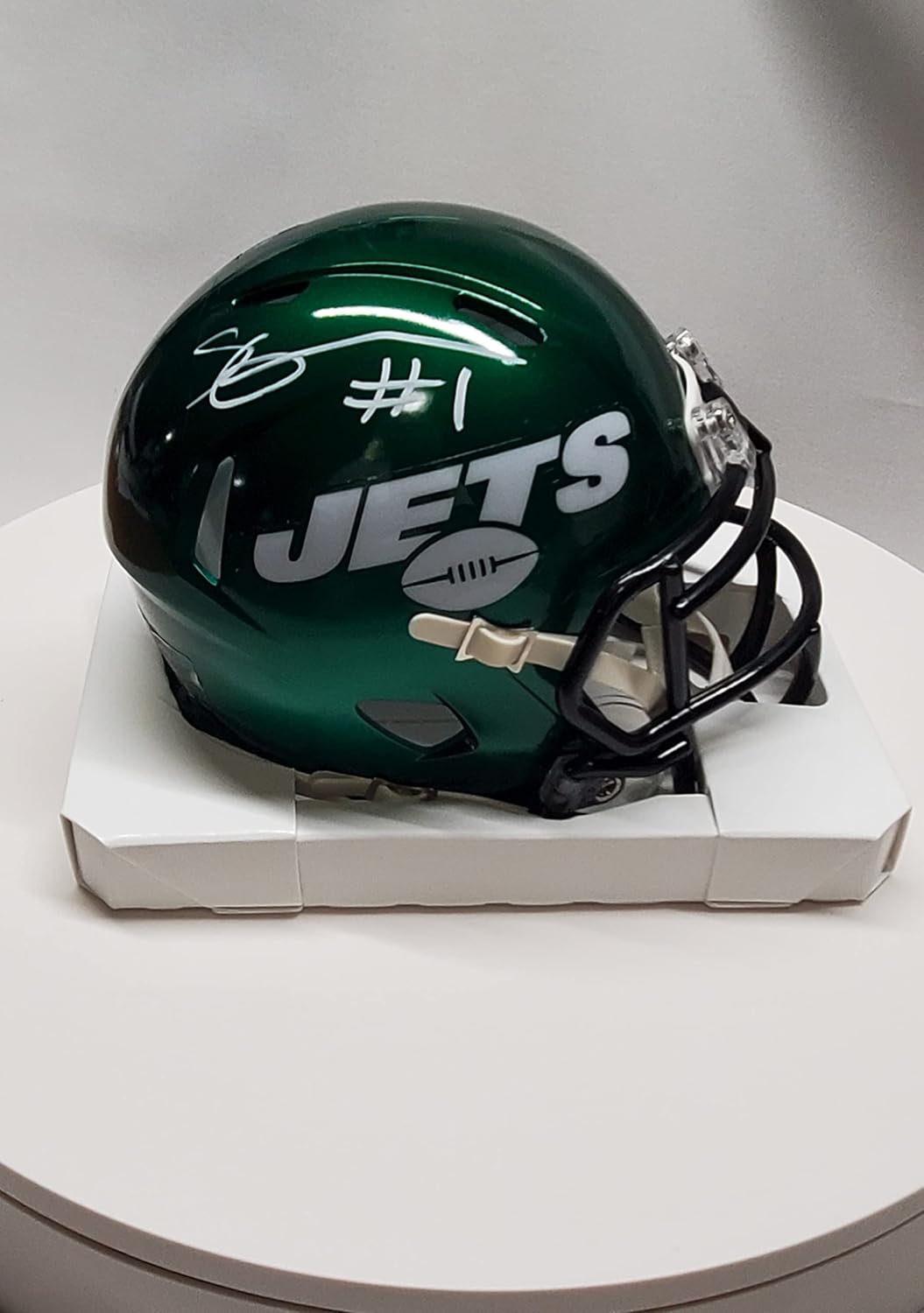 New York Sauce Gardner Autographed New York Jets Mini Helmet at Amazon