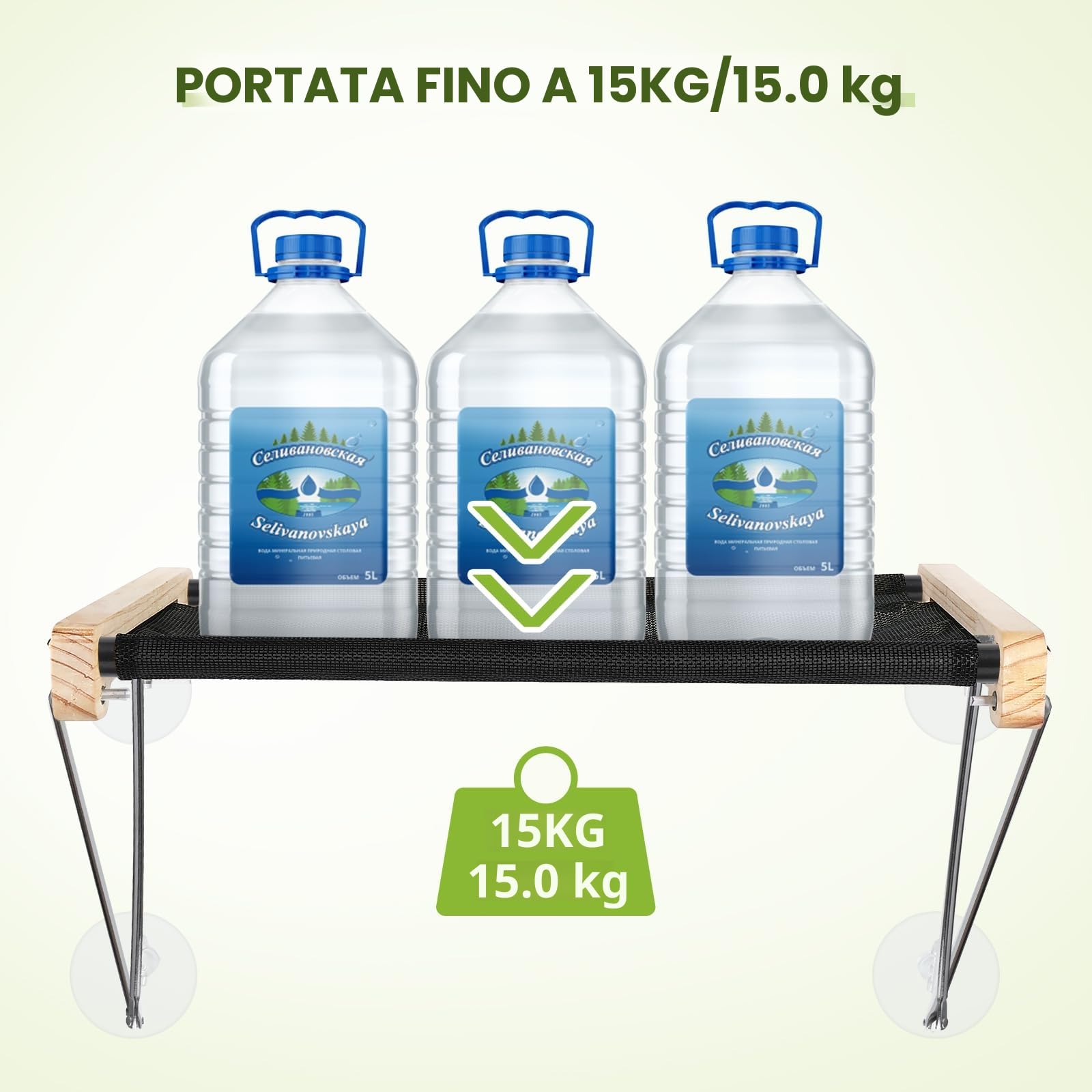 Pecute Amaca per Gatti in Legno Osservazione Degli Uccelli 46 * 32 CM, Letto Montato per Gattini, Trespolo Robusto con 4 Ventose, Facile da Montare, può Contenere Fino a 15 kg