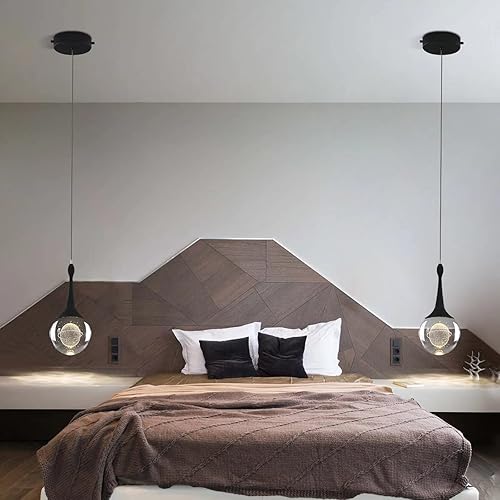 Miniatura 8 de Wanghui Lámpara colgante de luna regulable, lámpara colgante de cristal de 5 W, 3000 K, lámpara colgante de lágrima LED de 4.9 pies, cable