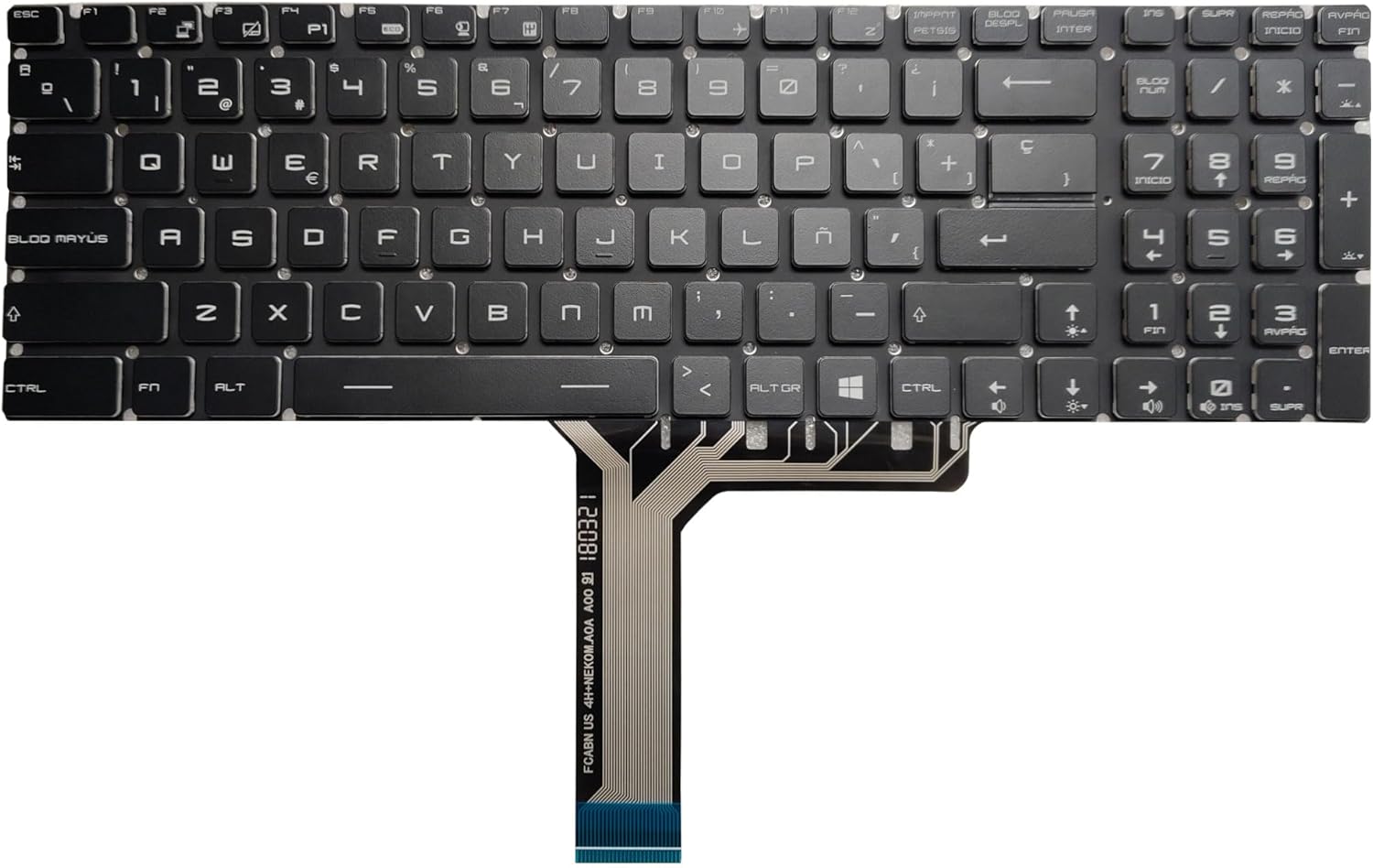 Laptop Spanish Keyboard Compatible for MSI GS70 GS72 GT72 GT73VR GE72 GE73 GE73VR PE70 GL72 GP72 WS70 WS72 Backlit (Not RGB Backlit)
