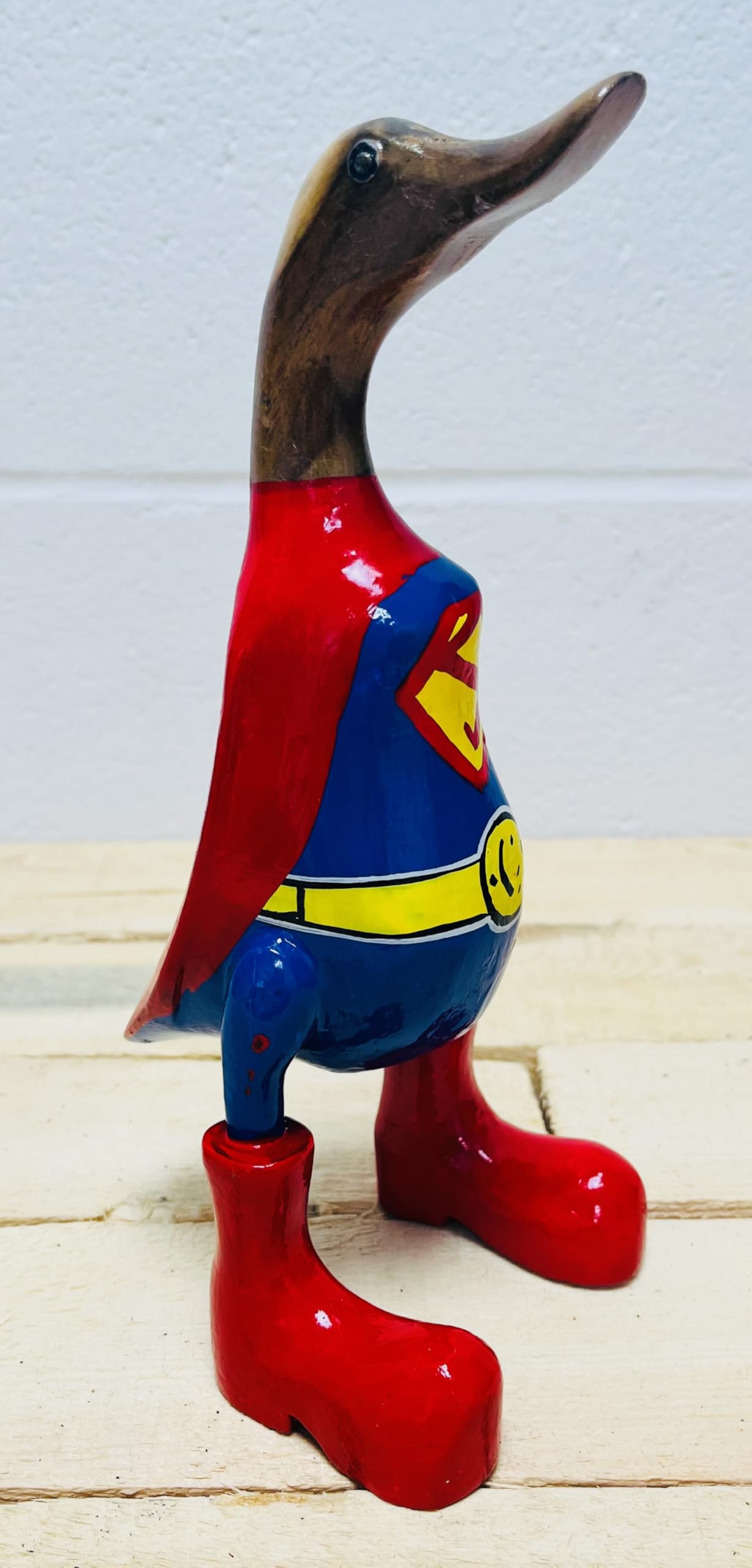 My Square Mile Super Duck Hero Wooden Ducks Handcarved And Painted, 25Cm, Choose From Bat Duck Or Spider Duck (Super Duck)