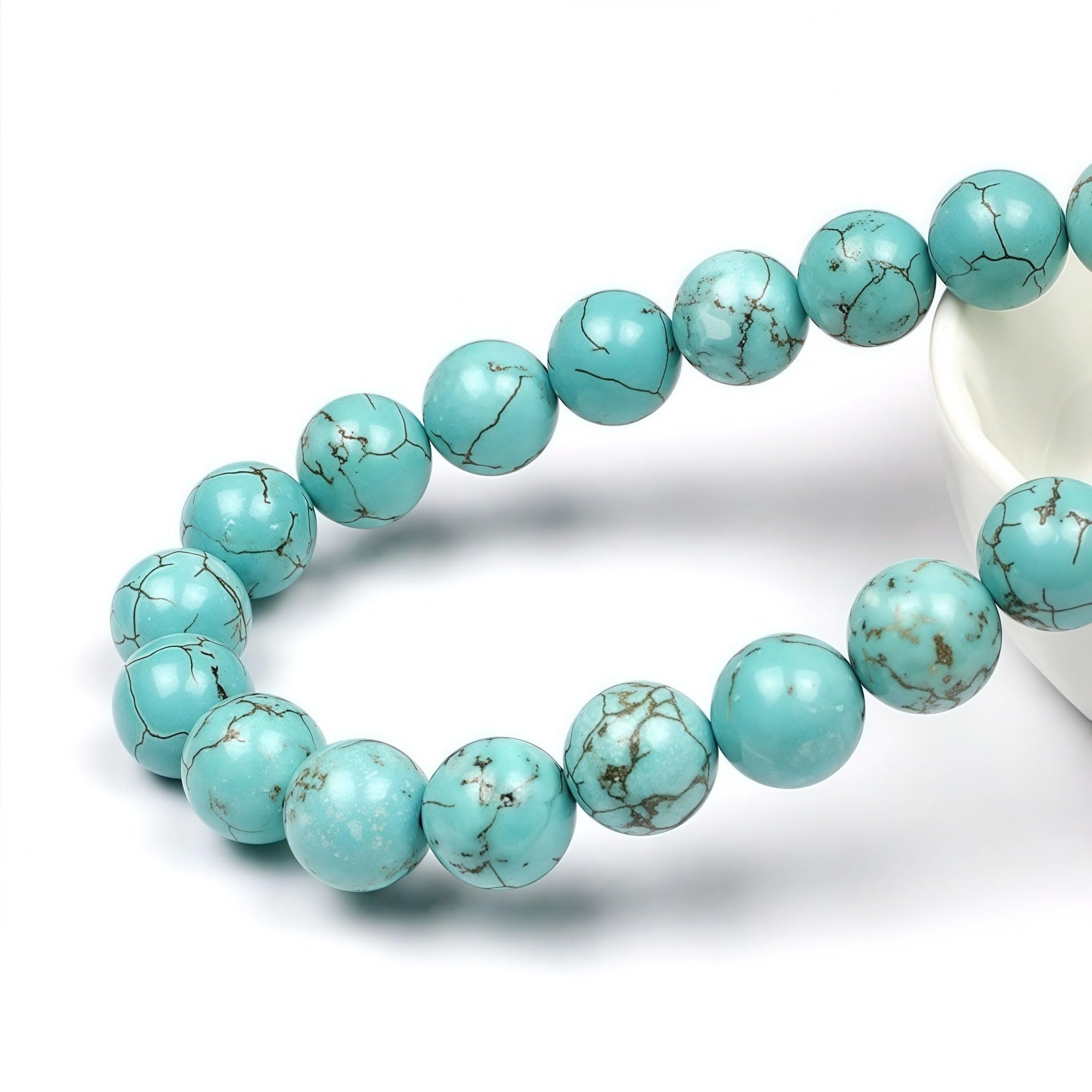 Perline Turchesi Africano 10mm In Pietra Naturale - 36 Pezzi Per Creazione Gioielli Fai Da Te: Bracciali, Collane