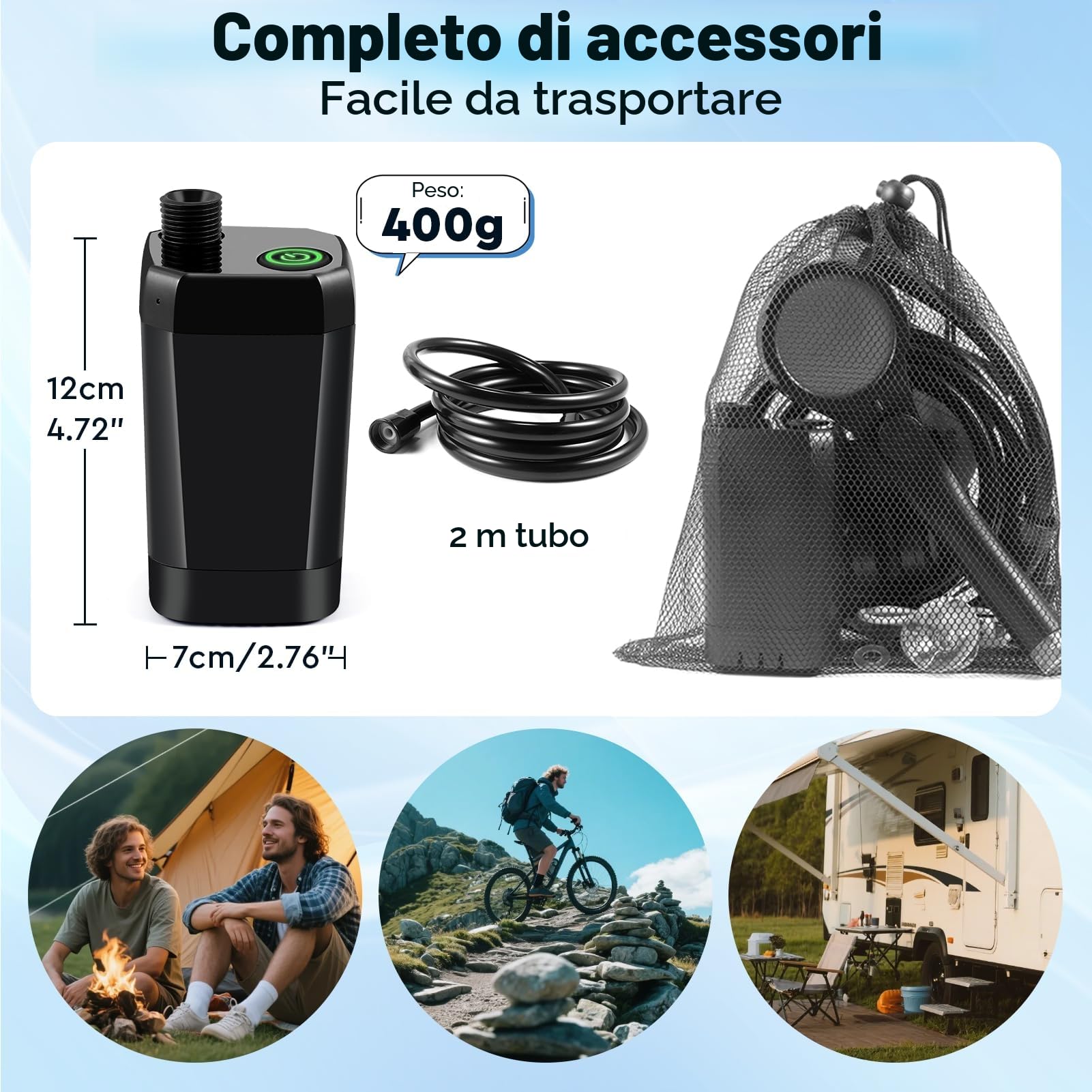 Uplayteck Doccia da Campeggio, Doccia Ricaricabile Portatile da 6000 mAh con Impermeabile IPX7, Doccia Portatile con Soffione, Tubo Flessibile e Display della Temperatura, per Spiaggia, Campeggio