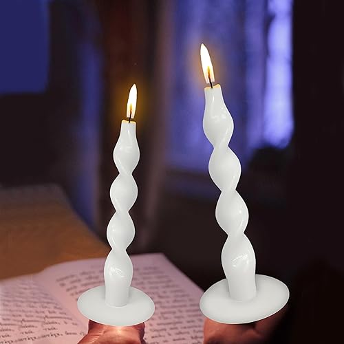 Miniatura 115 de Vela cónica en espiral torcida de 10 pulgadas, velas de colores sin perfume, velas altas sin humo para el hogar, vacaciones, boda, fiesta