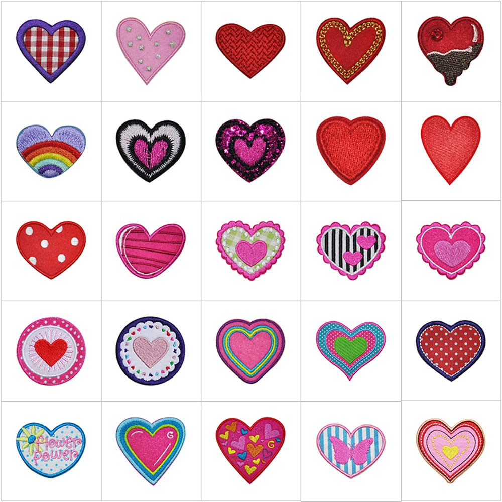 Adesivo a forma di cuore con gemma Toppe ricamate Distintivi per abbigliamento Toppa per organi umani a cuore rosso hippie Toppe termoadesive sulle strisce sui vesti  15