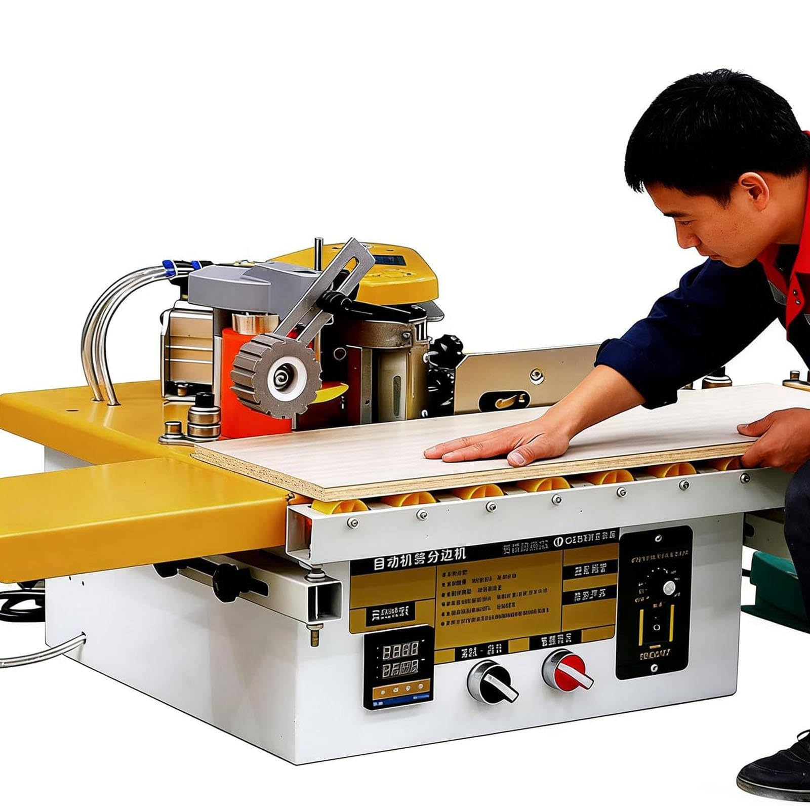 Máquina de encolado de bordes para carpintería con pegado doble cara y velocidad ajustable