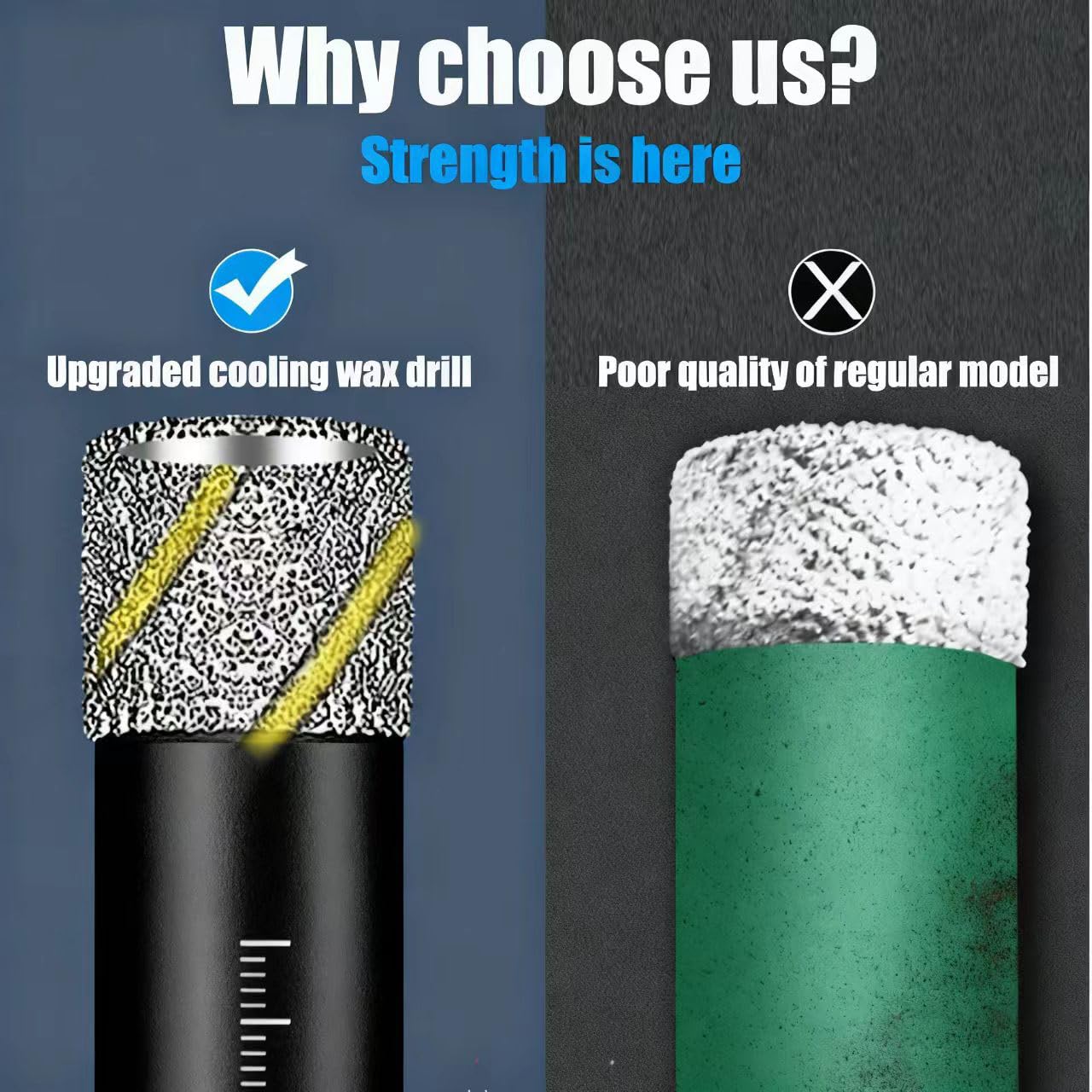 プレミアムダイヤモンドビット10点セット - 精密穴あけ用マルチツール 磁器、セラミック、ガラス、大理石(黒、10個)