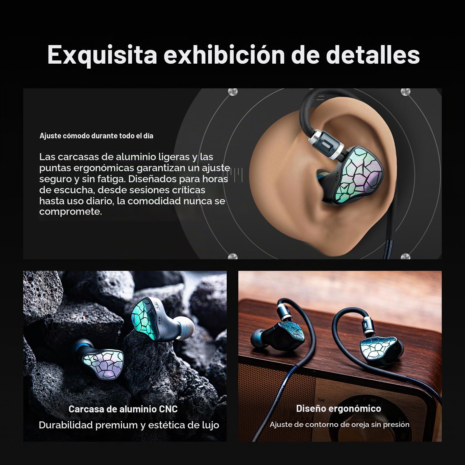 Linsoul THIEAUDIO HYPE 4 MKII 2DD + 4BA In Ear Monitor Híbrido,Auriculares IEM HiFi con Cable,Afinación Neutral y Atractiva,Audífonos Gaming de Aluminio CNC con Cable Modular de 3,5/4,4mm para Músicos