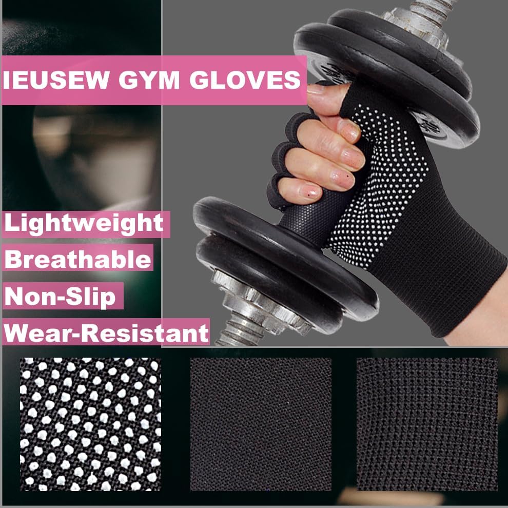 Miniatura 4 de Guantes de levantamiento de pesas para mujer, guantes de entrenamiento suaves y transpirables para yoga, remo y ciclismo, etc. 4 pares.