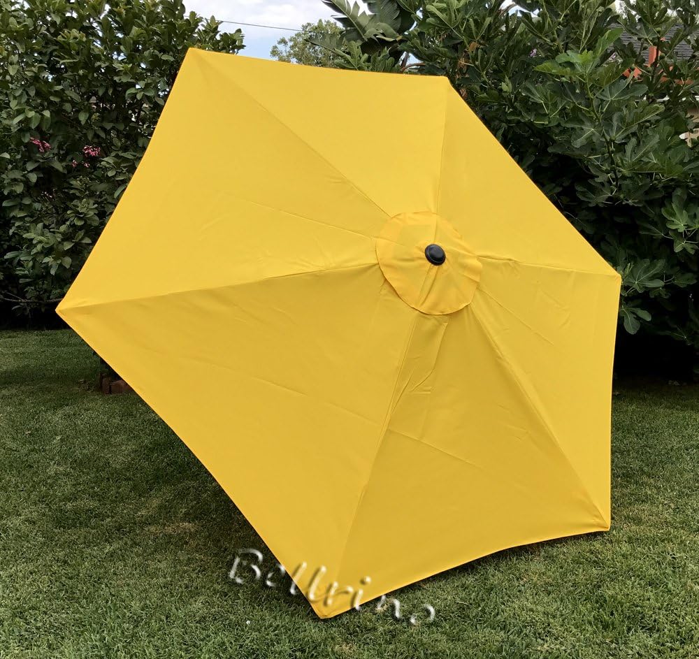 BELLRINO DECOR 10 ft 6 Ribs Replacement YELLOW STRONG & THICK Umbrella Canopy 10 ft 6 Ribs YELLOW (Canopy Only)