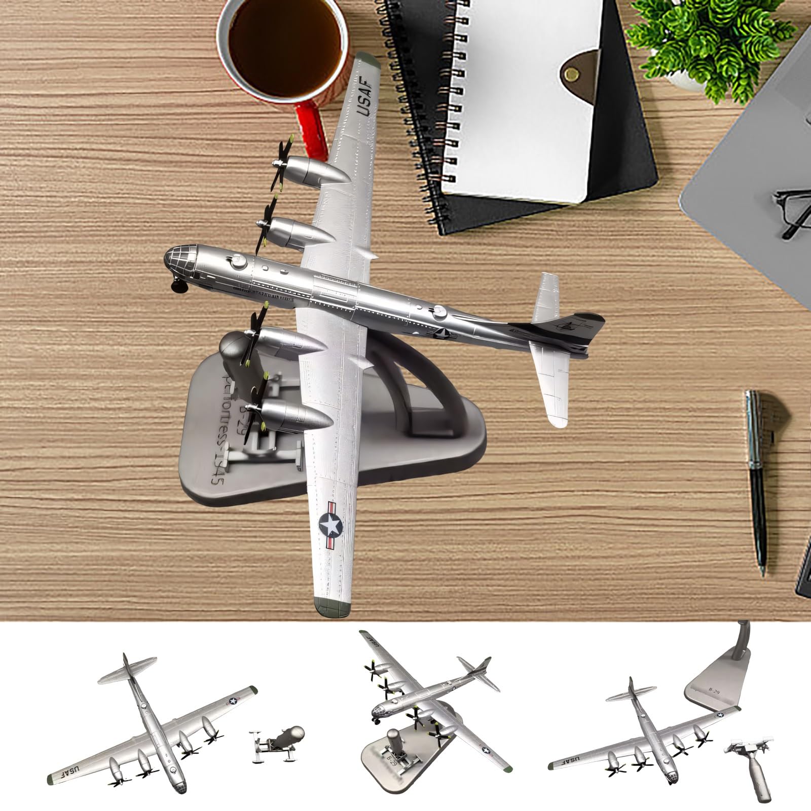 Modello aereo militare pressofuso lega bombardiere pesante B29 in scala 1/300 con espositore Regalo in edizione da collezione for appassionati aviazione appassionati storia