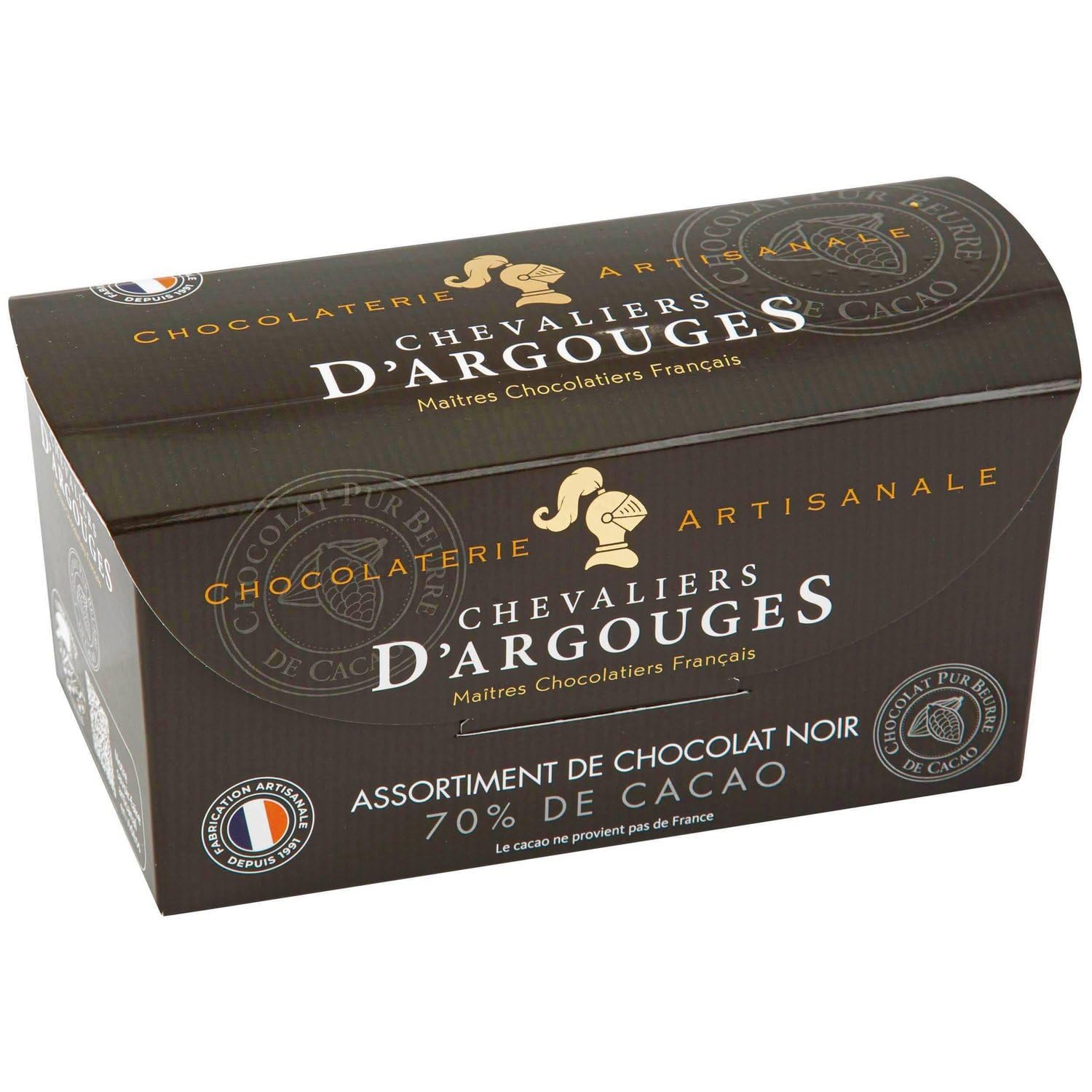 LES CHEVALIERS D ARGOUGES – Sélection Gourmande de Chocolats Noirs Intenses, Texture Fondante (Boîte 185g) - Le Lot De 3