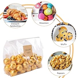 LOKQING Cellophane Treat Bags Cookie Bags for Packaging Clear Gift Bag with Stickers for Cookies, Candy, Chocolates(Clear, 9x6 INCH)