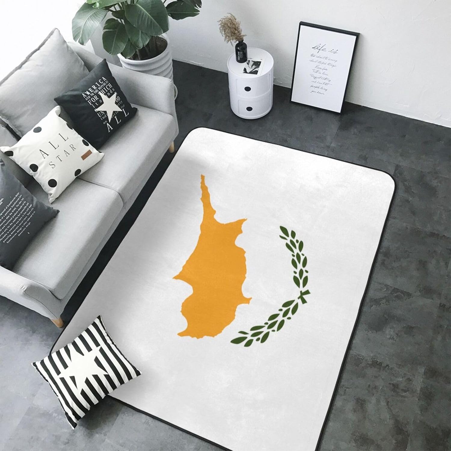 Flag of Cyprus Printed Floor mat 80x58 inches, Non-Slip Decorative Carpet for Bedroom and Living Room