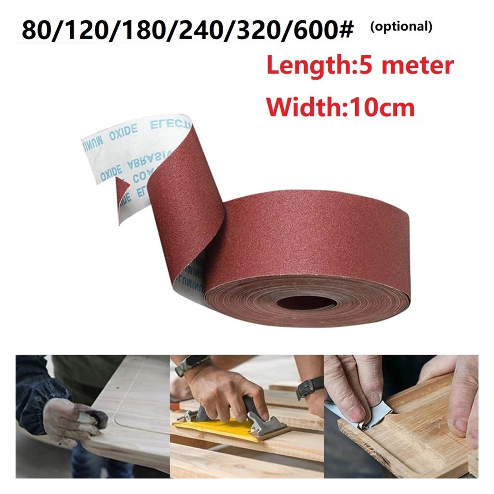 1 rotolo di carta vetrata smerigliata in tessuto abrasivo da 5 m