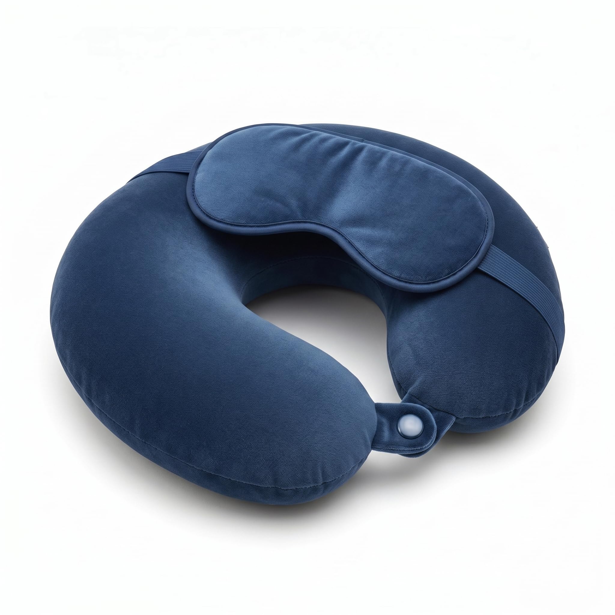 Travel Neck Pillow for Adults, Fiber Filled U-Shaped Neck Support Pillow with Button Closure, Soft Plush Neck Cushion for Airplane, Car, Office & Travel (Light Blue)-image-28