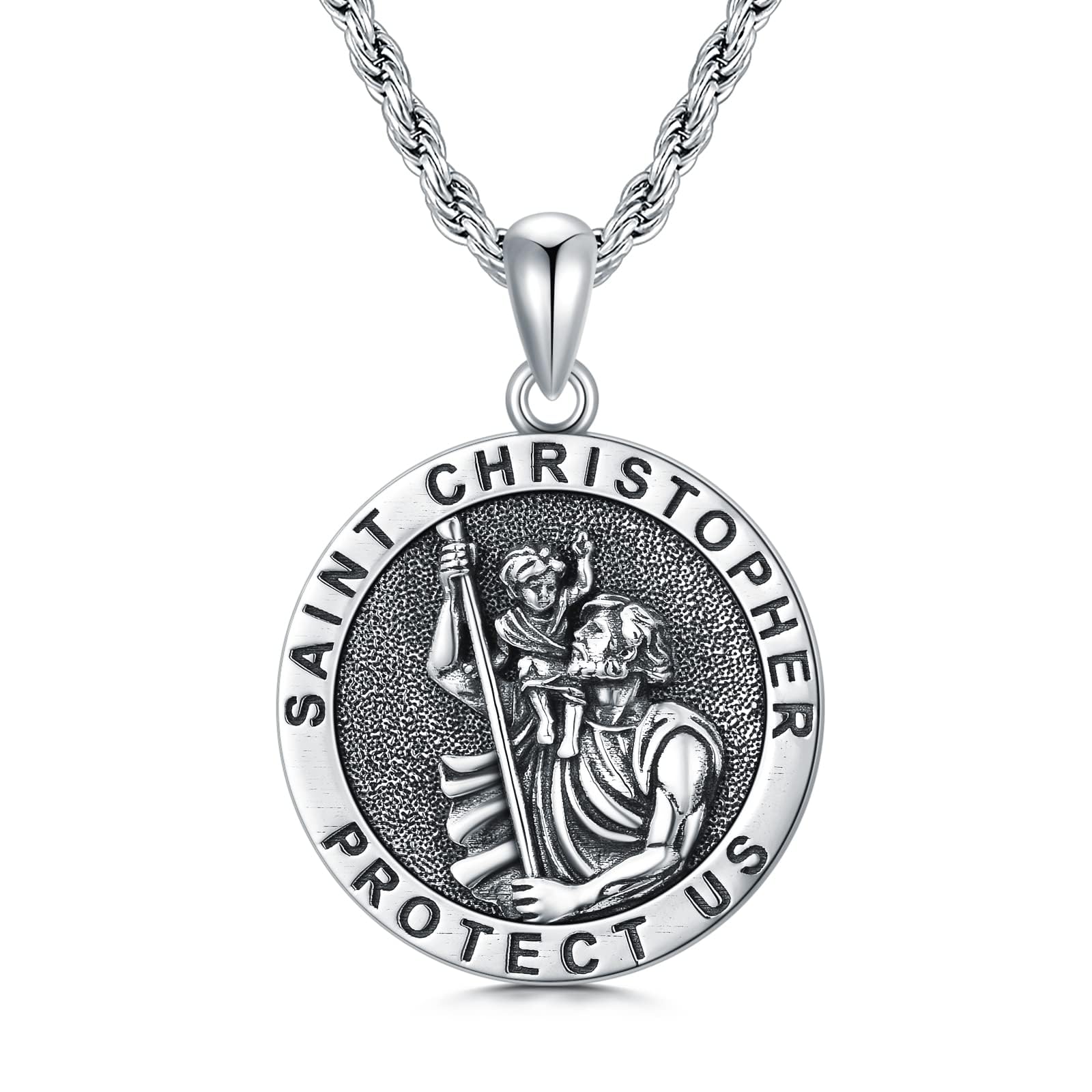 Collier Saint Christophe argent sterling cadeau idéal pendentif protection
