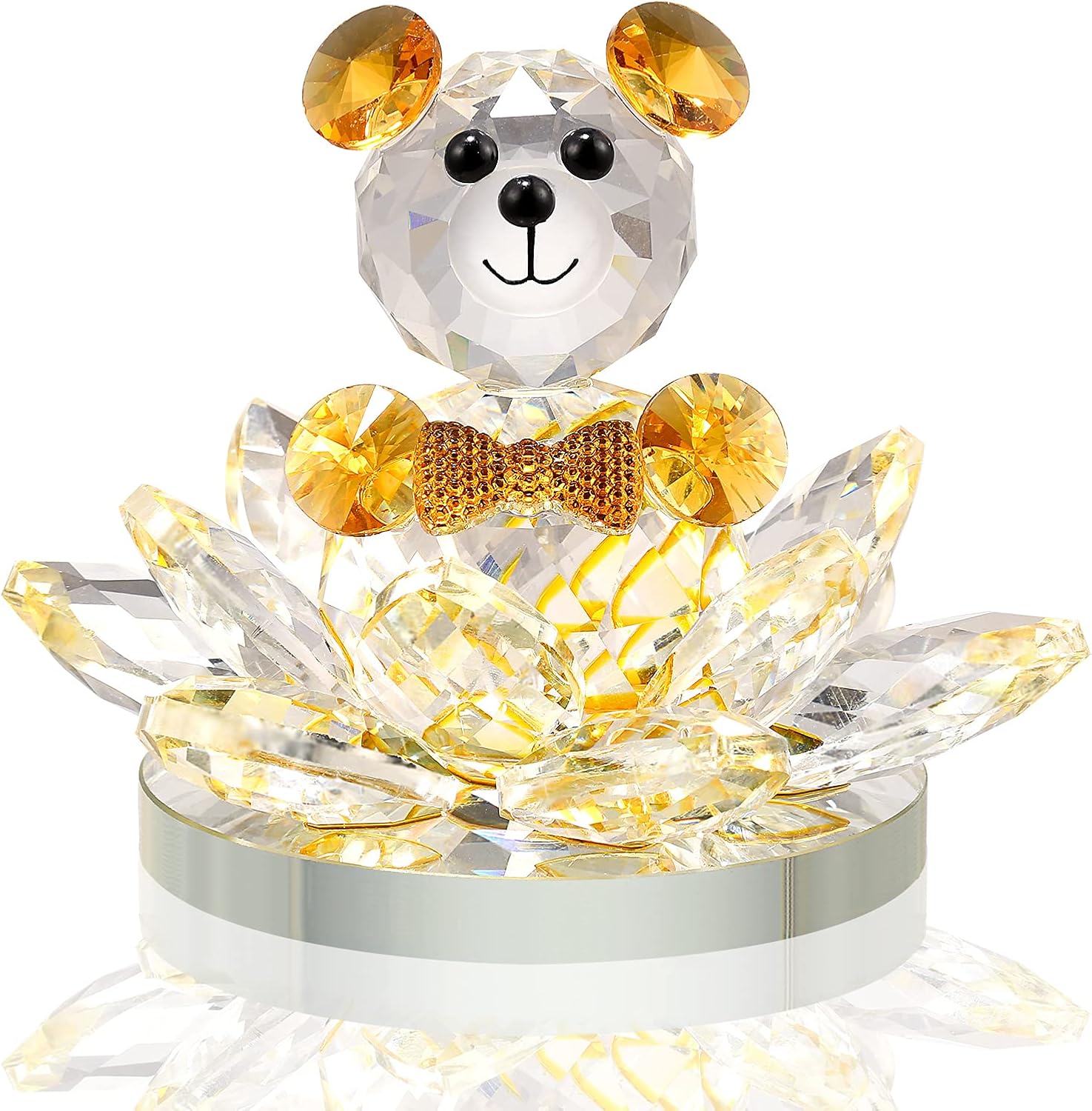 Handmade Crystal Bear & Flower Figurine Collection, Paperweight Table Centerpiece, Gift for Valentine's Day Mother's Day Christmas Anniversary Birthday Thanksgiving Girls (Purple) : Home & Kitchen