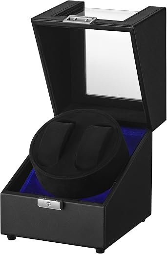 SONGMICS Automatic Watch Winder Box, Quiet Motor, Lock, LED Light