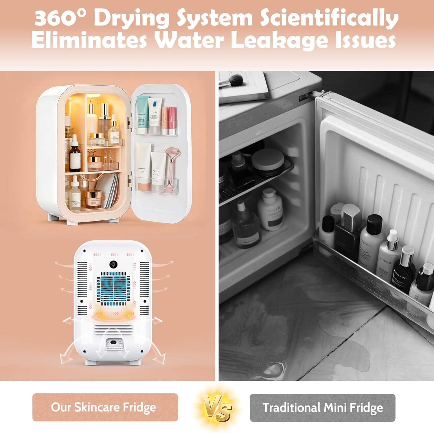 22L Skincare Mini Fridge, Beauty Fridge with Comestic Storage, 44°F Intelligent Cooling, Personal Makeup Fridge with Glass Door, Small Refrigerator for Bedroom, Skin Care, Dorm, Vanity