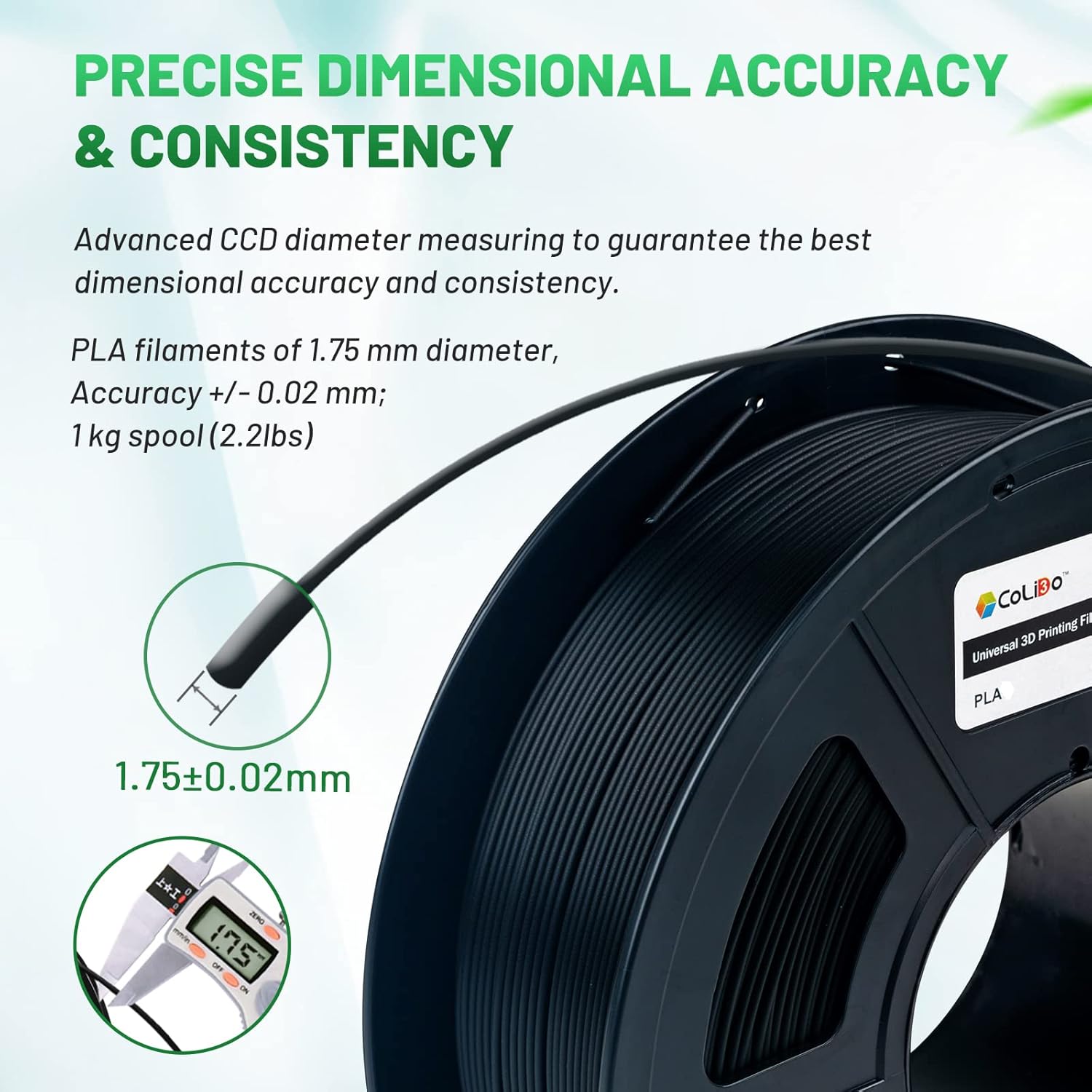 COLIDO3 COLIDO 3D Printer Filament PLA, 1.75mm PLA Filament with +/- 0.02mm Precision, Compatible with Most FDM 3D Printers,Quality Vacuum-Sealed Consumables, 250g 8 Rolls (8 Color Packs)