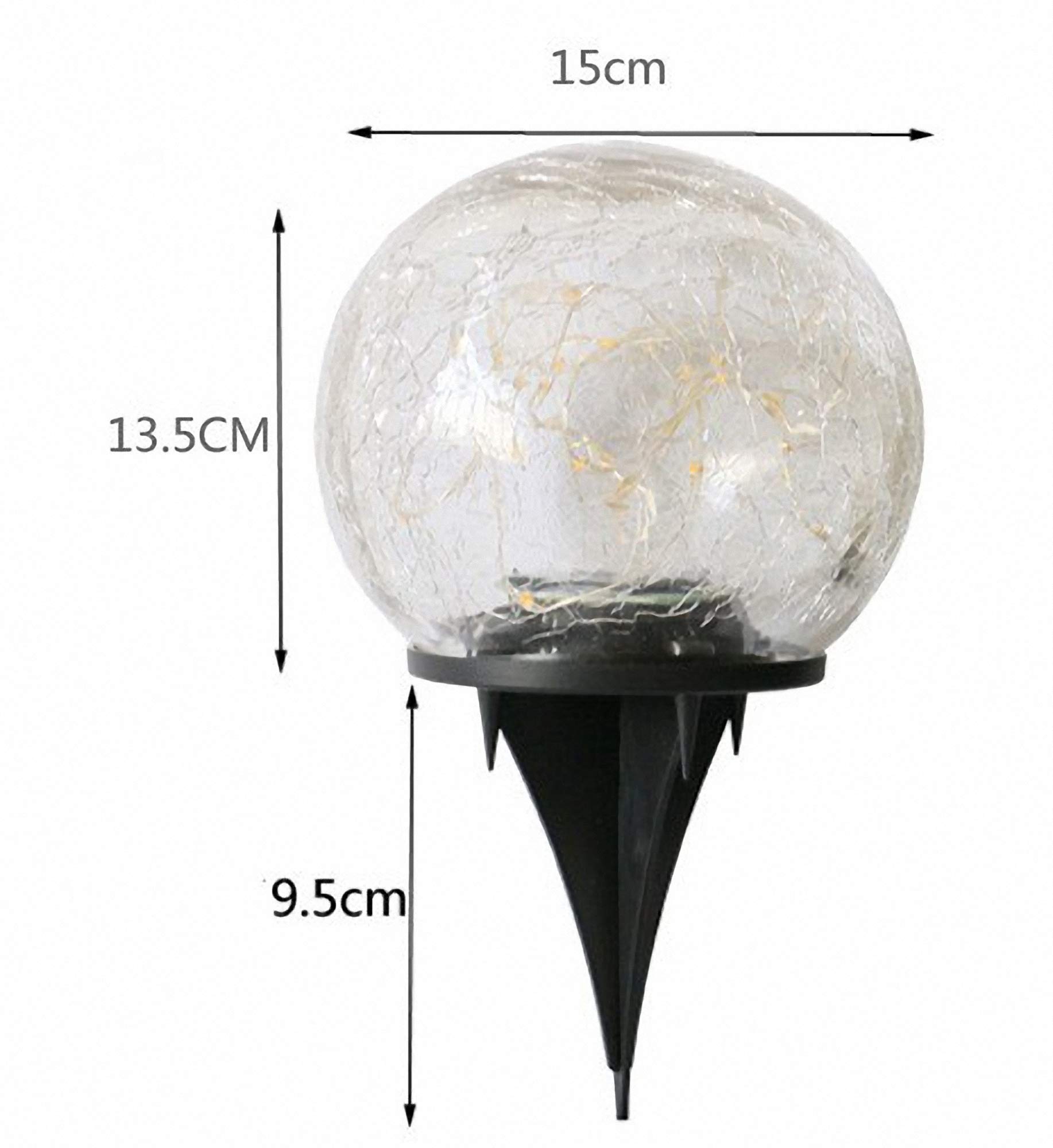 Ulalaza Lampes au sol de jardin solaire 30 LED lampe de boule de fissure extérieure lumineuse et étanche pour allée de jardin chemin de patio de pelouse （blanc chaud）