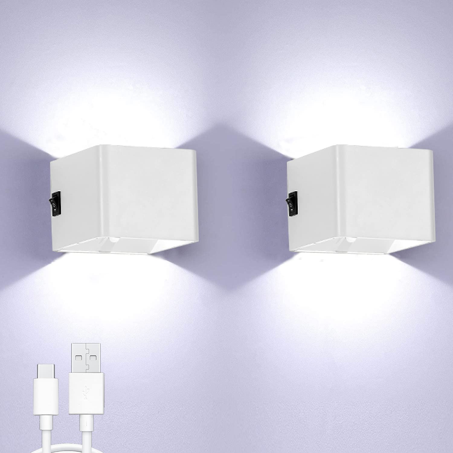 LED Batterij Werkt Wandlampen met Bewegingsmelder USB Oplaadbare Dimbaar Wandverlichting Binnen Magnetische Indoor Nachtlampje Draagbare Muurlampen Gang Slaapkamer Woonkamer Trap (2 Stuks,Zwart