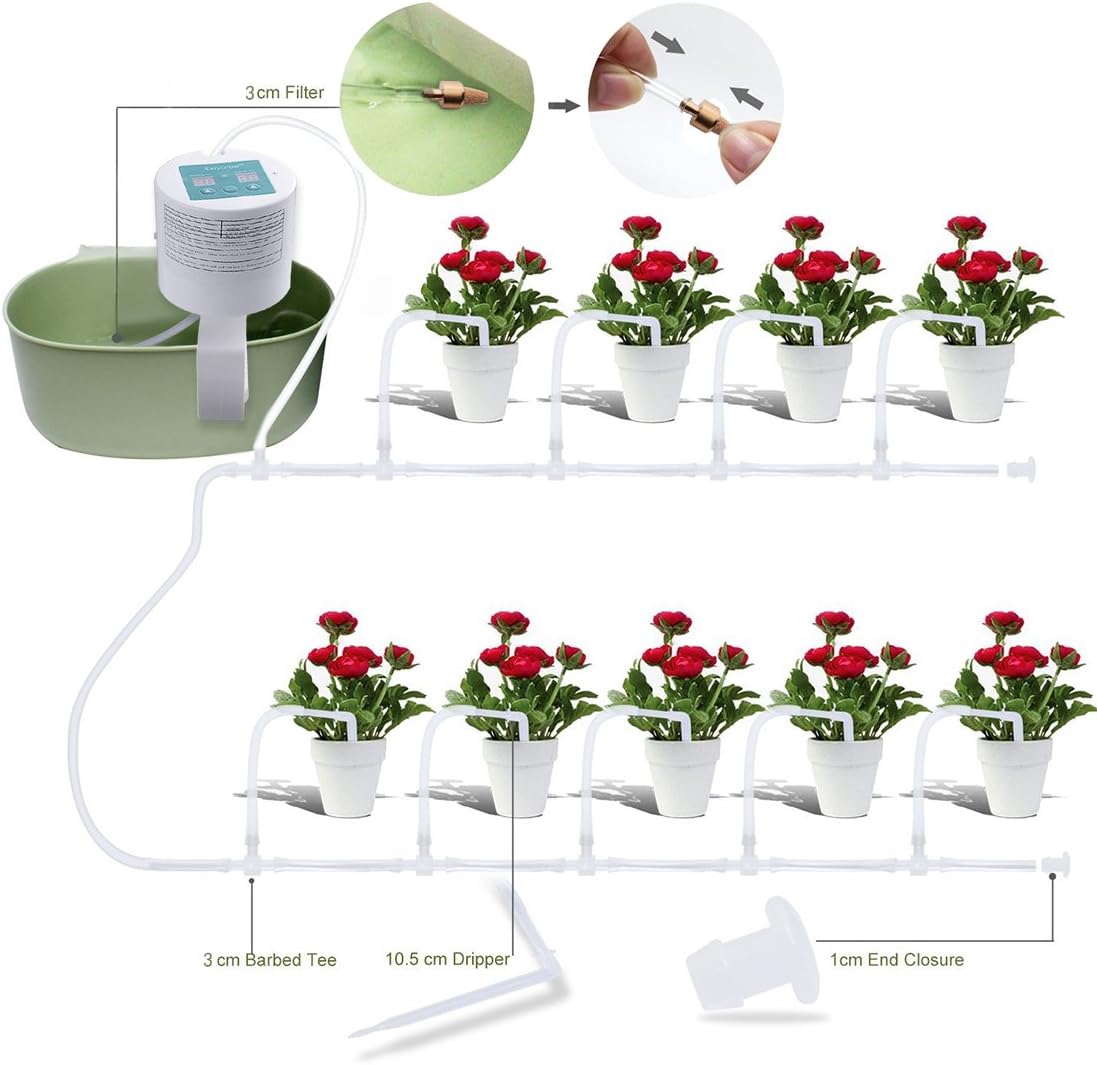 Auto Watering Drip Self Irrigation System for Indoor and Garden Plants Unattended Holiday Management for Bonsai Potted Plants With Timing Setting Fuction