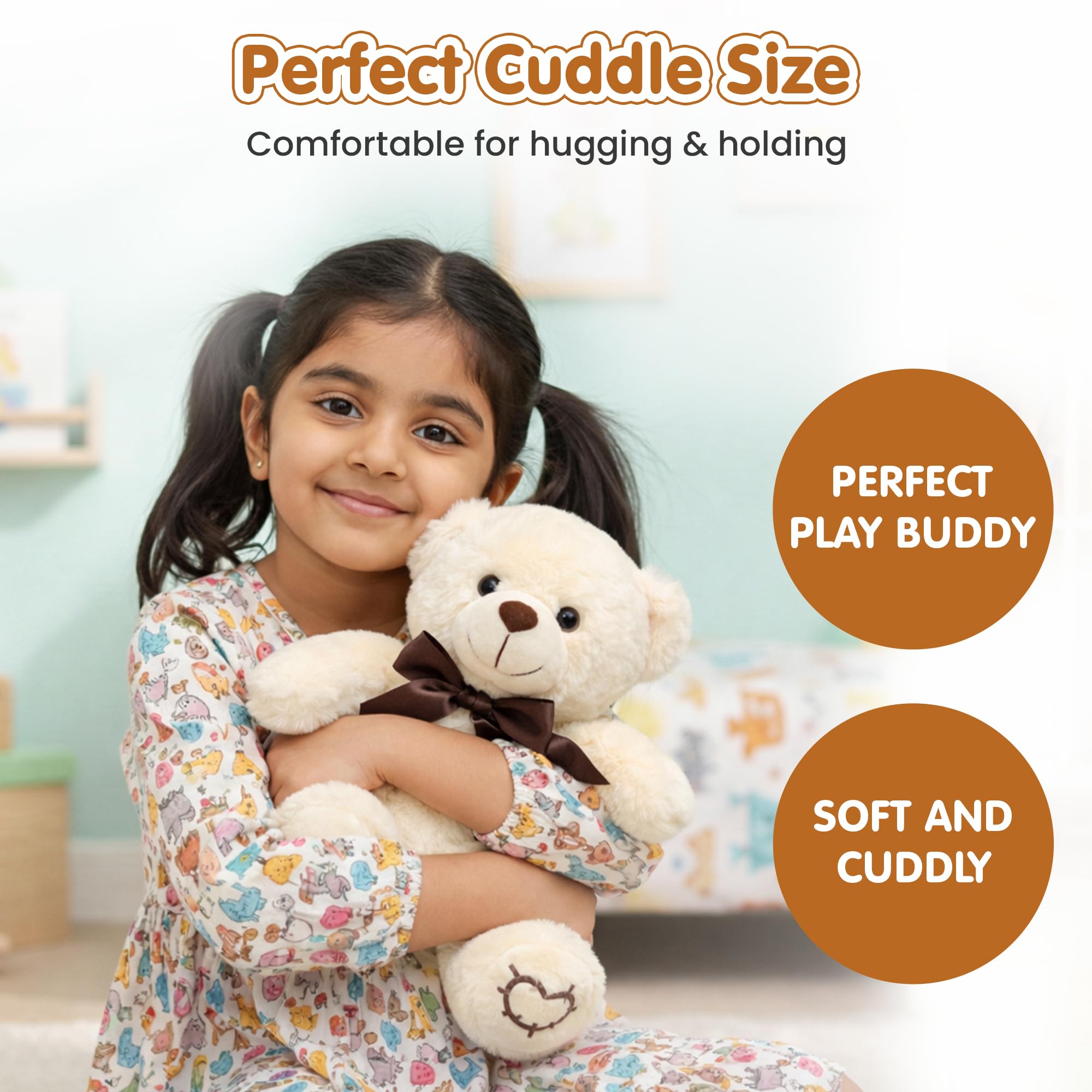 Kidology Cute Huggable Teddy Bear Soft Toy | Ultra-Soft Plush Stuffed Animal for Kids, Boys & Girls | Safe & Washable Teddy Bear | Birthday, Valentine & Baby Gift | Premium Soft Toy (Cream) 4
