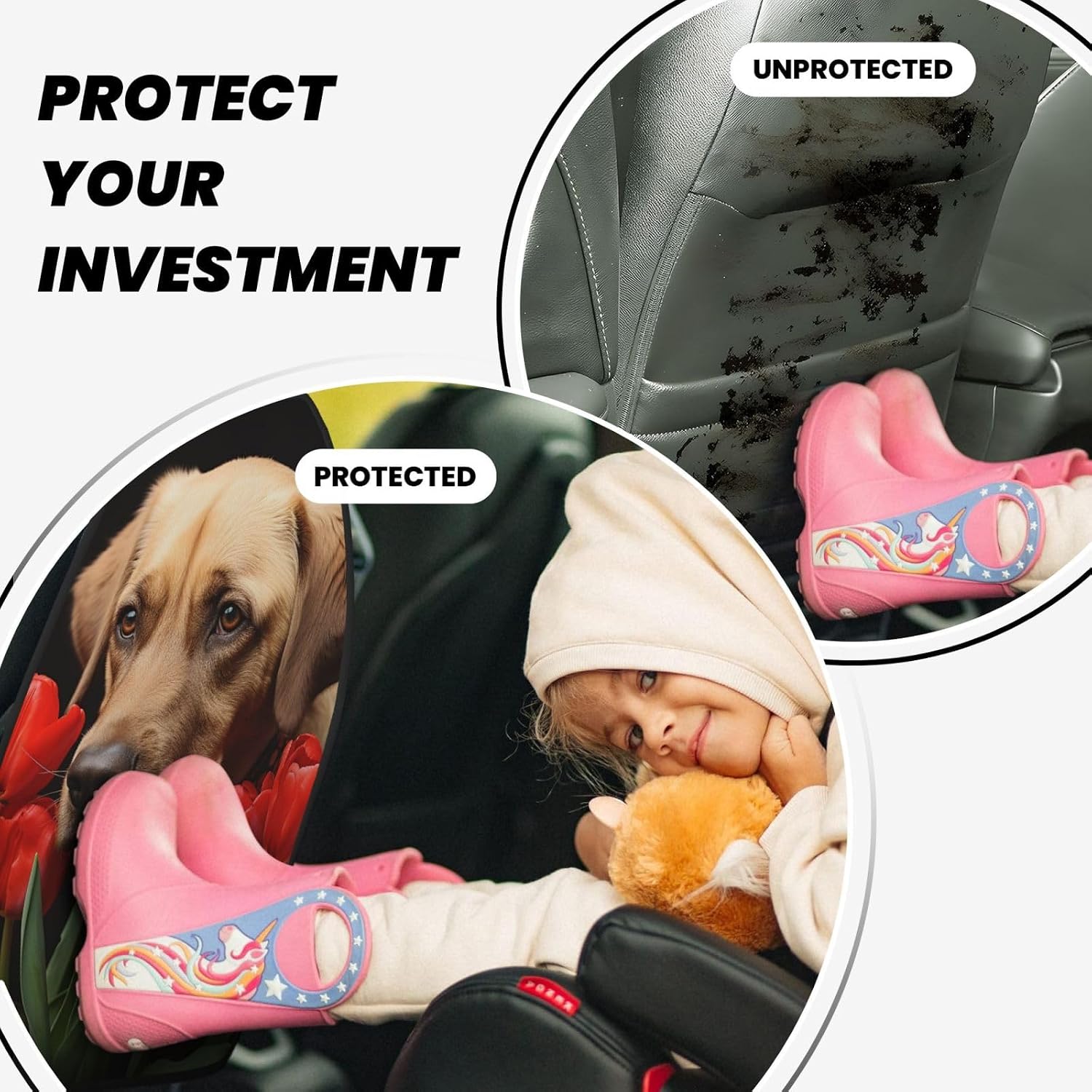 2 Pack Kick Mat Back Seat Protector Car Back Seat Cover For Kids Feet image 5