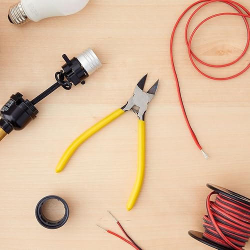 Miniatura 2 de Paquete de 5 cortadores de alambre CR-V, cortadores laterales de alambre suave para hacer joyas (amarillo, 6 pulgadas)