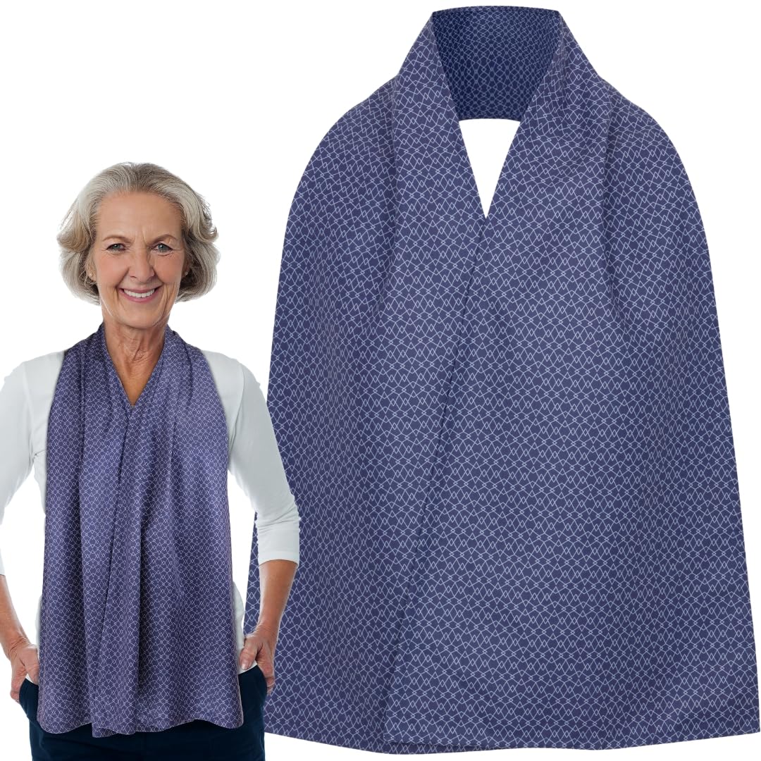 Adult Bib Scarf - Dignified Alternative to Bibs | Washable and Reusable Clothing Protectors for Eating, Zyhzah Blue, Adult