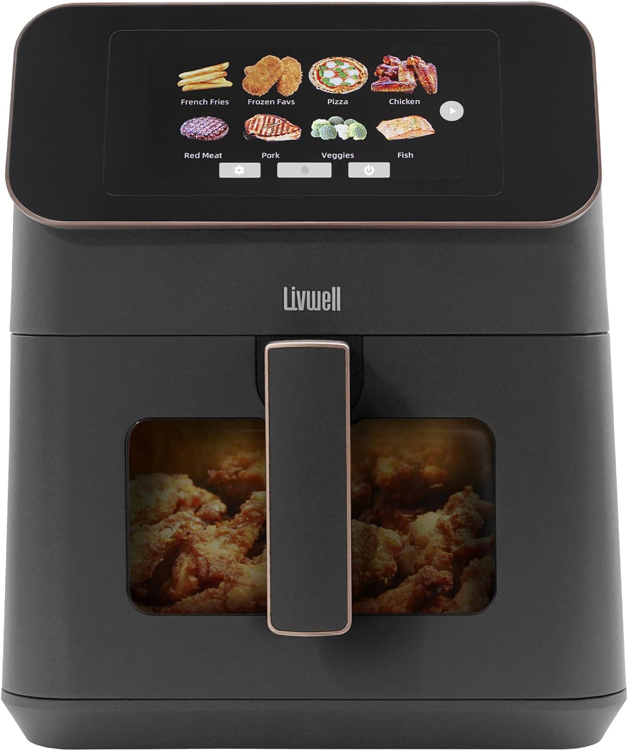 Livwell Touch IQ Matte Grey 7 Quart Air Fryer with High-Resolution Touch Screen, 200+ Recipes, 12 Food Categories, 3 Portion Sizes, PFAS-Free, and Multilingual for Cooking and Kitchen Gift Livwell Touch IQ Matte Grey 7 Quart Air Fryer with High-Resolution Touch Screen, 200+ Recipes, 12 Food Categories, 3 Portion Sizes, PFAS-Free, and Multilingual for Cooking and Kitchen Gift