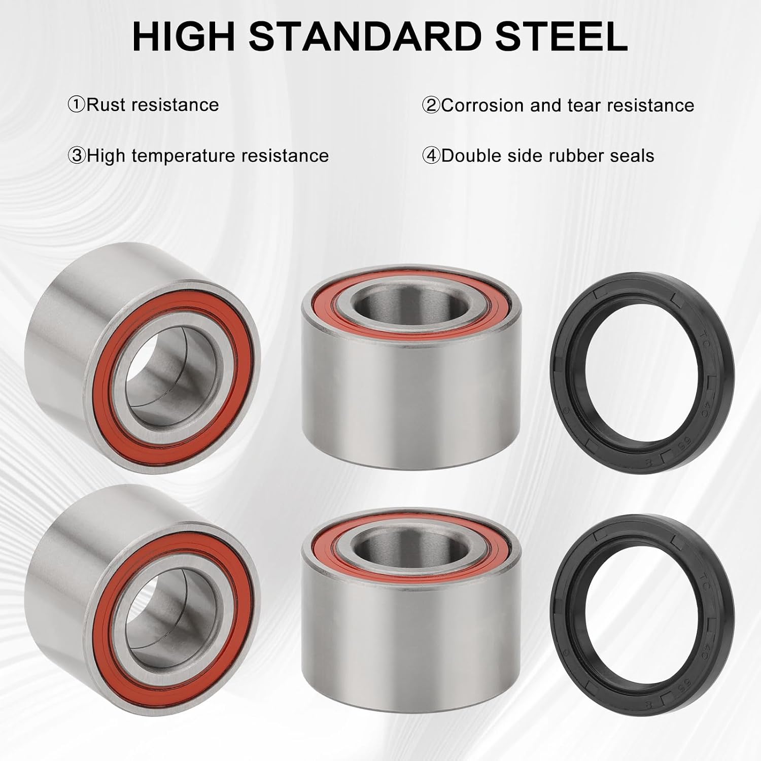 (4Pcs) Wheel Bearing Kit with Front Drive Shaft Seal, Compatible with Can-Am Defender, Commander, Maverick, Outlander, Renegade - Replaces # 293350040, 705400088, 293350118
