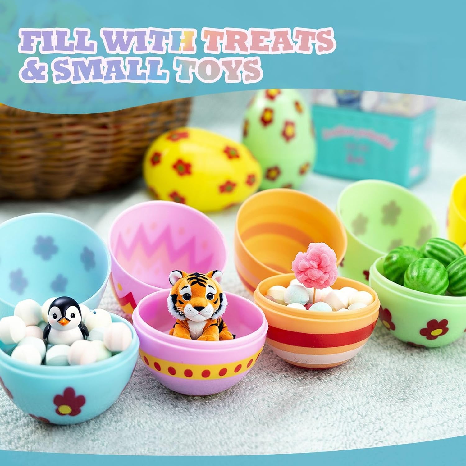 3 Inch Jumbo Plastic Easter Eggs 30 Pack - Premium Colorful Fillable Empty Easter Eggs Bulks for Easter Basket Fillers Egg Hunt, Classroom Prize Supplies, Filling Treats and Party Favor