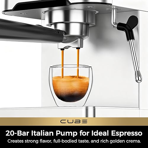 Miniatura 2 de CHULUX Máquina de café expreso en cubo con espumador de leche, varita de vapor de 20 bares, bomba italiana profesional, máquina de café espresso