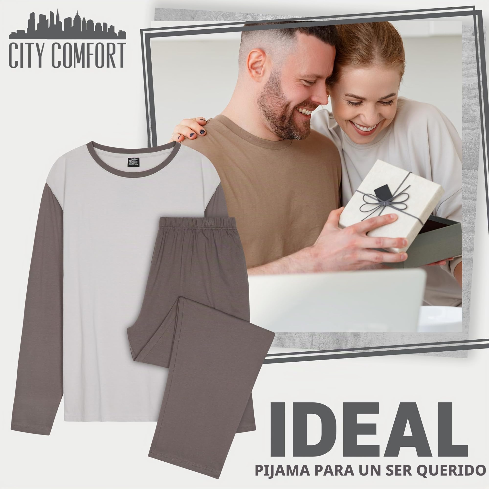 CityComfort Pijama Invierno con mangas largas para Hombre
