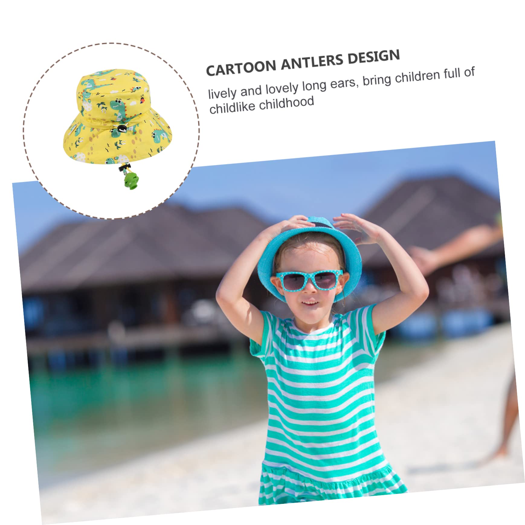 BESPORTBLE Sombrero Gorro Sol Sun Hat Bucket Hat Dinosaur bronceador Solar protección Solar kiddikutter para Sol Gorro Bucket Caps Tejido: 100% algodón; Forro: 100% poliéster Yellow