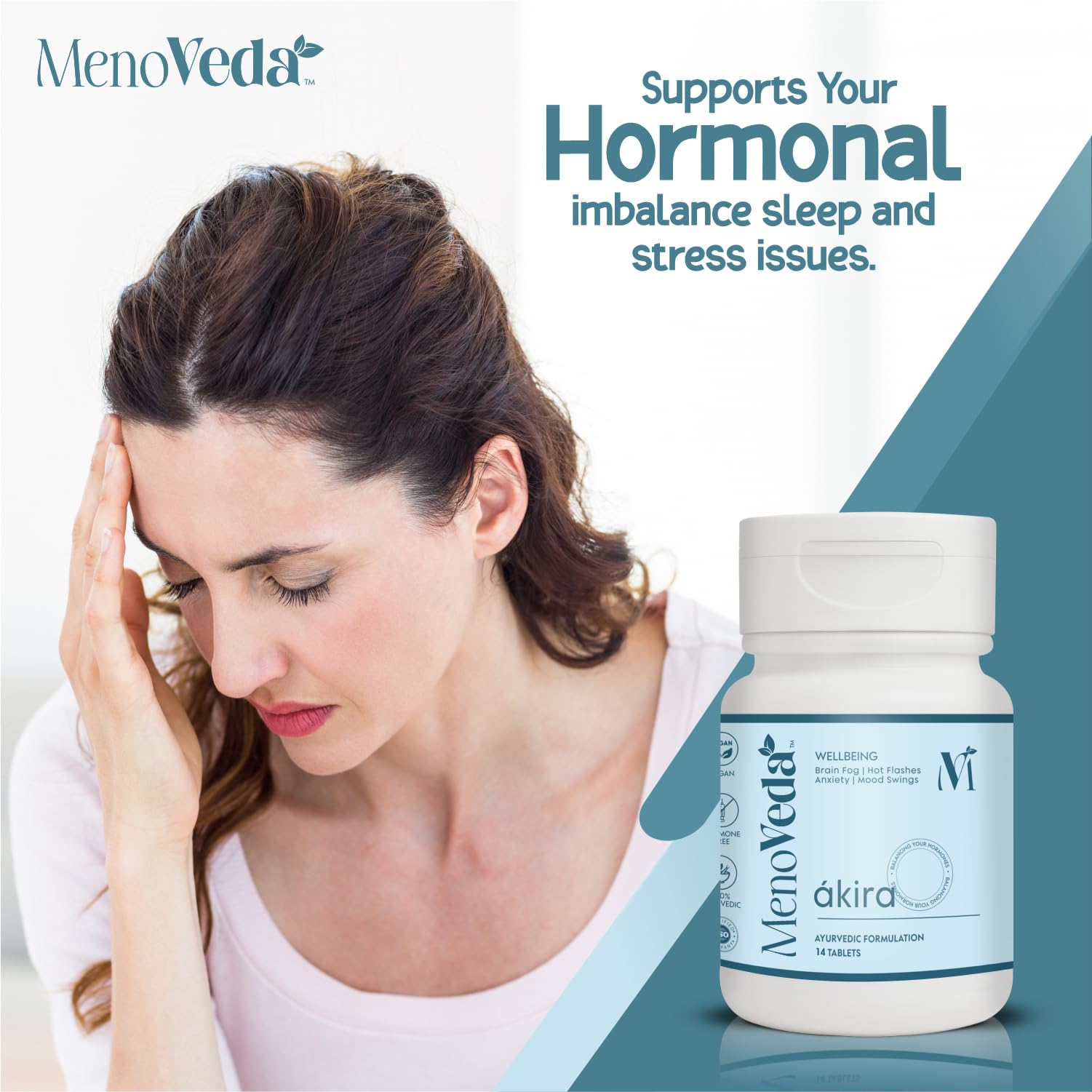 Menoveda Akira Nearing Menopause Supplements For Women | Manage Hot Flashes | Stress | Night Sweats | Fatigue | Ayurvedic Tablets for Women - 14Tab 3
