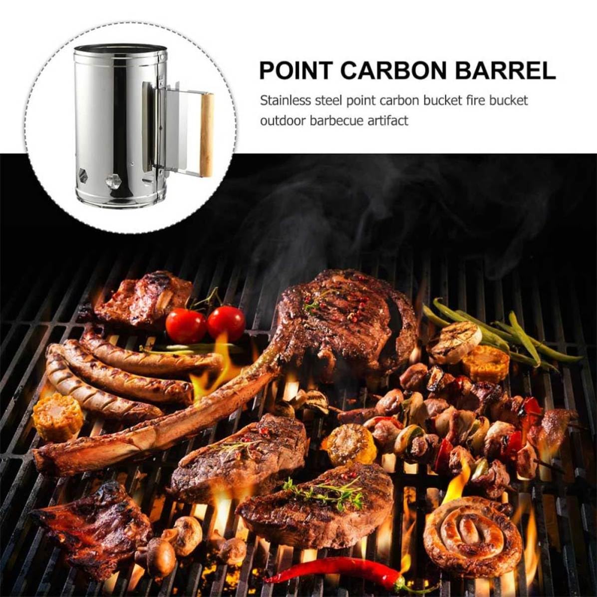 Encendedor de Carbón para Chimenea, Barril de Encendido | Hierro Recubrimiento de Zinc y Mango de Madera, Encendido Rápido sin Olor, para Estufas y Leña