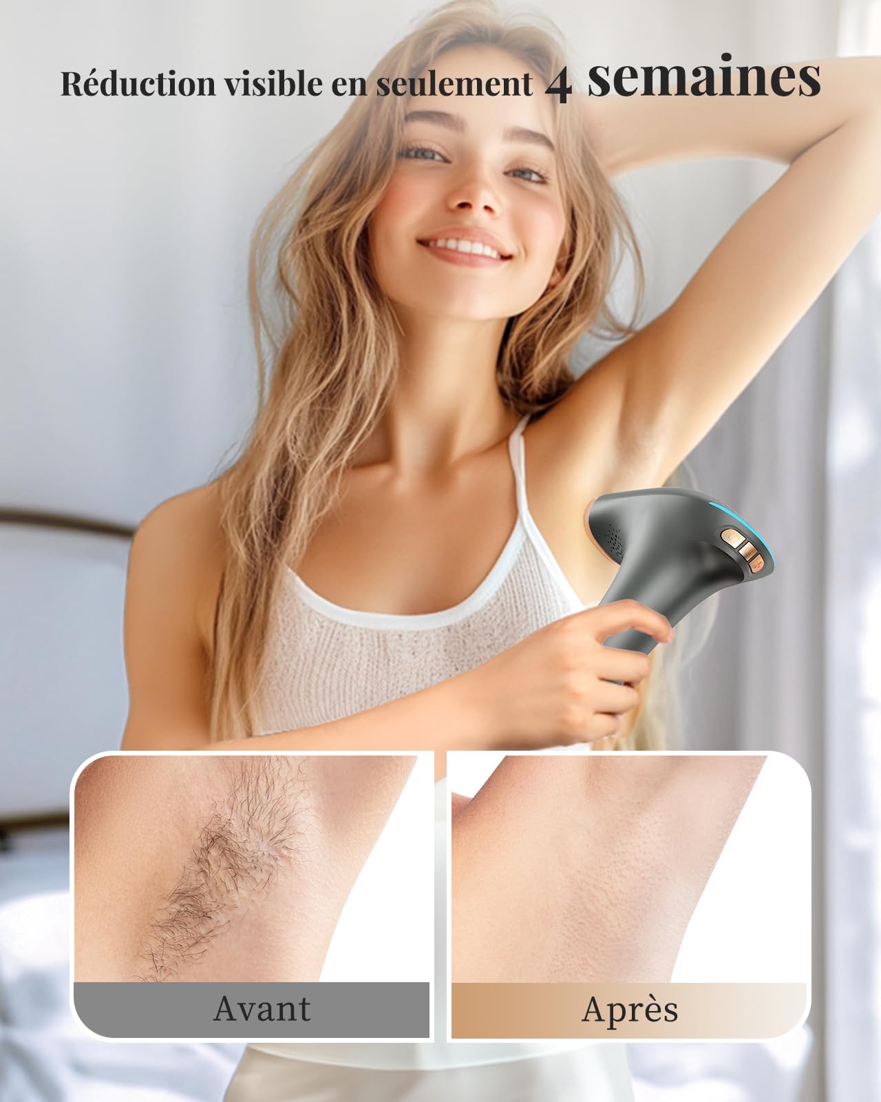Haarlosy Épilateur Lumière Pulsée, 999,900 Flashs, 9 Niveaux Épilateur Laser avec 3 Fonctions - HR/SC/RA, IPL Hair Removal Device pour Femme et Homme, Visage, Corps, Aisselles