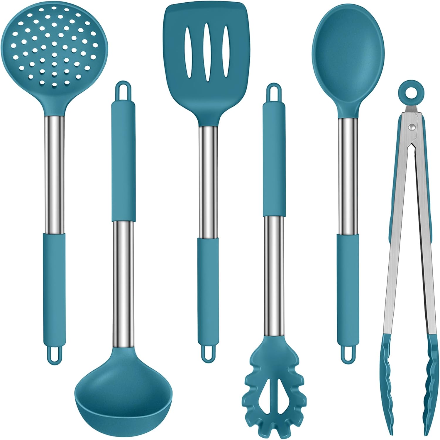 Amazon.com: LIANYU Silicone Kitchen Cooking Utensils Set, 6Pcs Heat ...