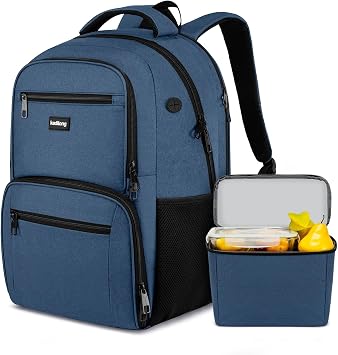 kadilong 17.3 Inch Large Lunch Backpack Men with Cool Bag & USB Charging Port School Backpack School Bag Boys Teenagers for Work Travel School Picnic University