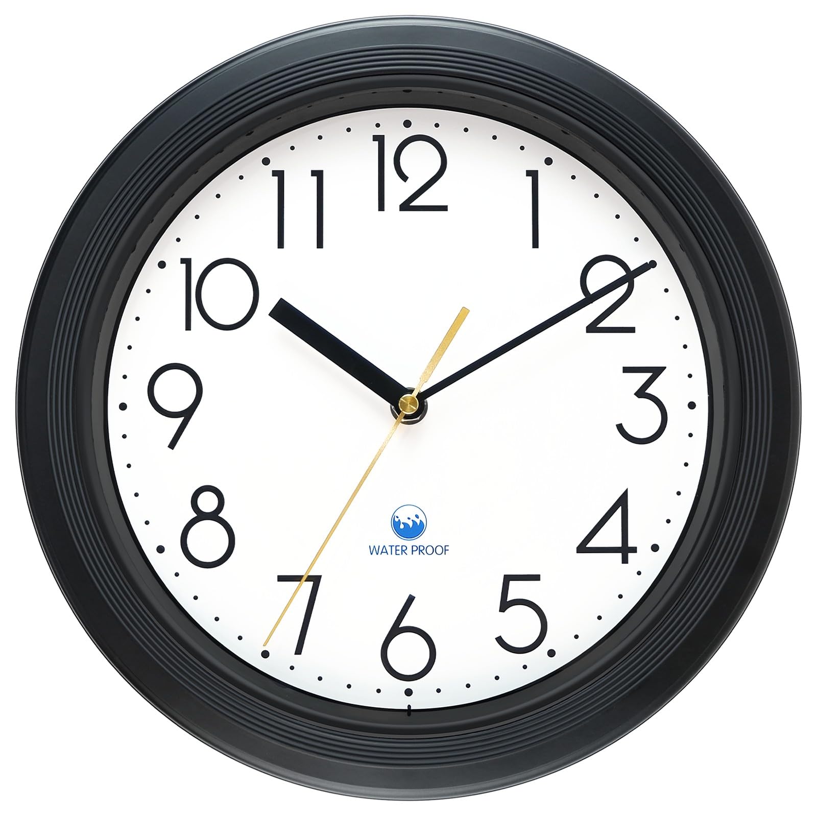 KIZLOC 28cm Sealed Outdoor Garden Clocks Waterproof, Durable Silent Non-Ticking Battery Operated Quartz Wall Clock for Garden, Patio, Pool, Bathroom, Home (Black) — image 1