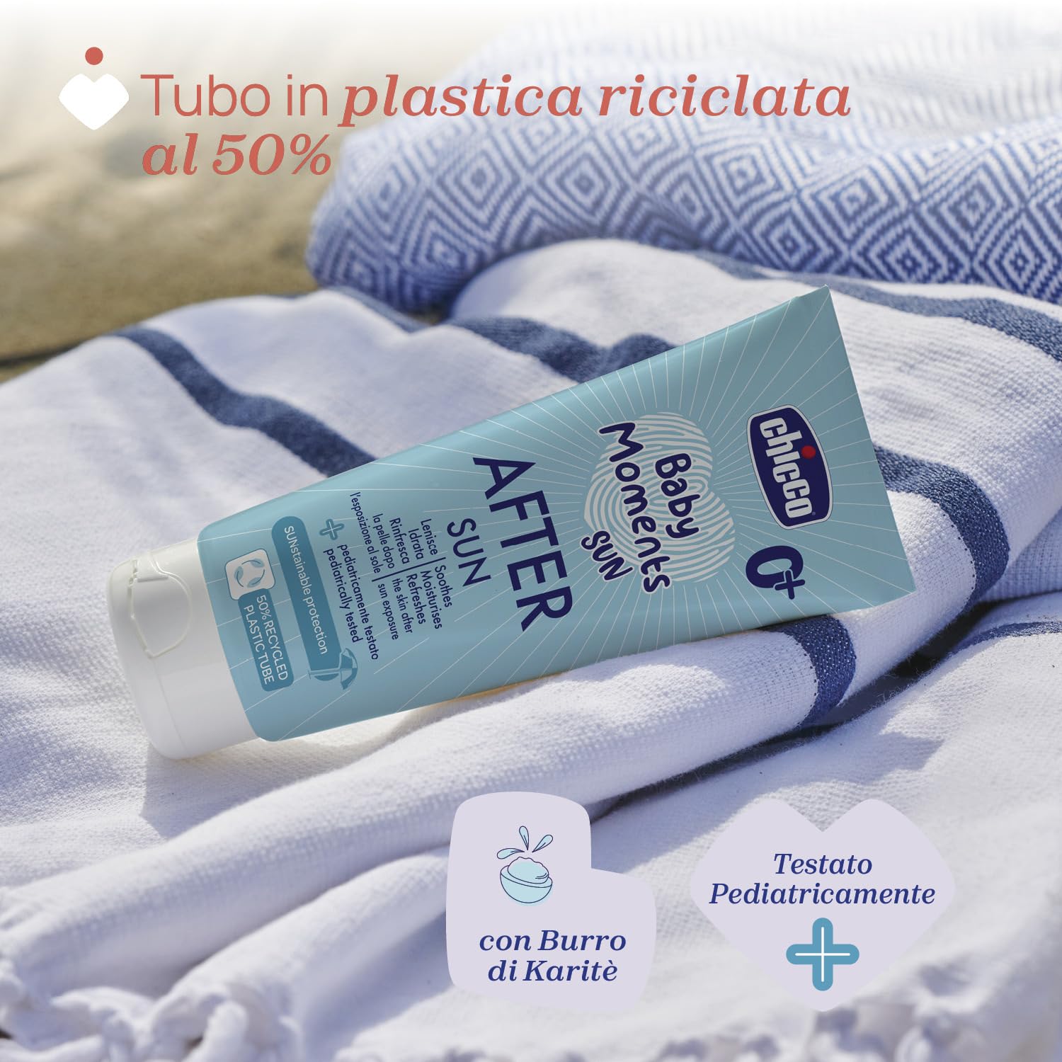 Chicco Latte Doposole, Lenisce la Pelle del Bambino Dopo l'Esposizione al Sole, Idrata la Pelle Arrossata, Texture Leggera, Offre Sollievo Immediato, Effetto Rinfrescante, 150 ml