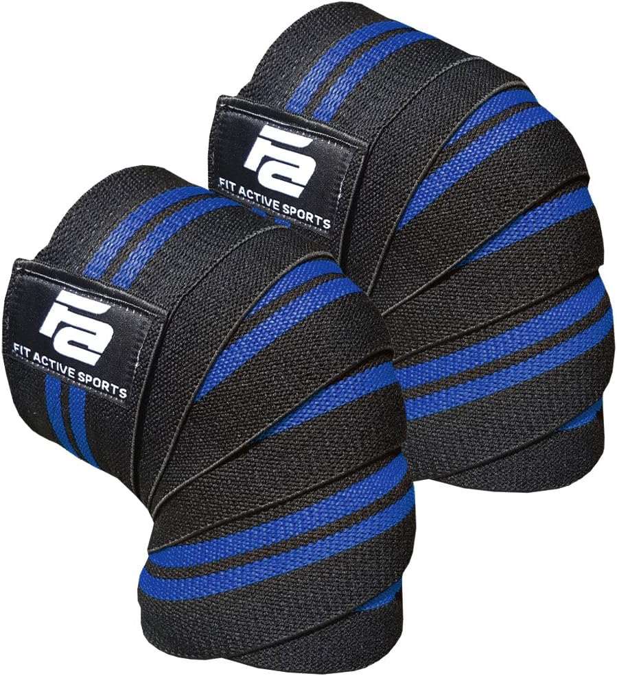 Fit Active Sports Weight Lifting Knee Wraps for Weightlifting, Powerlifting, Gym Workout, Cross Training WODs - Knee Straps for Squats - Men, Women - 72" Elastic Support Compression (1 Pair) : Sports & Outdoors