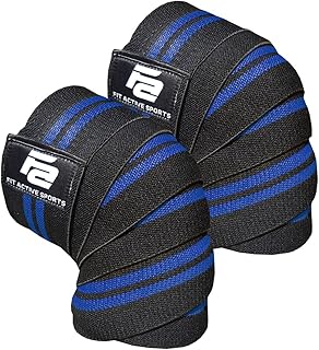 Fit Active Sports Weight Lifting Knee Wraps for Weightlifting, Powerlifting, Gym Workout, Cross Training WODs - Knee Straps for Squats - Men, Women - 72